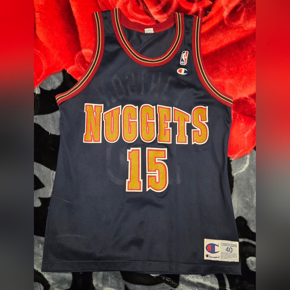 Authentic Champion Denver Nuggets Danny Fortson Jersey Size 40 Mens Medium Vtg